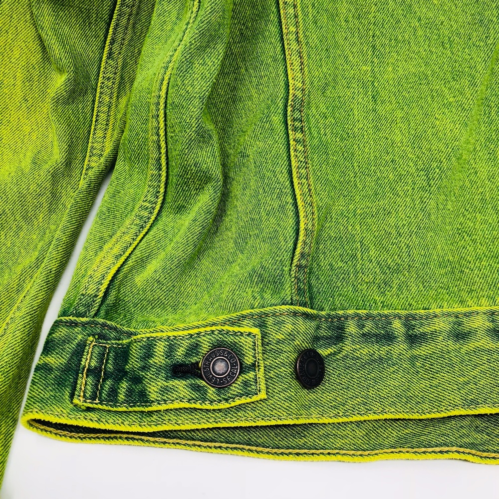 Levis Trucker Jacket Neon Green - Picture 7 of 8